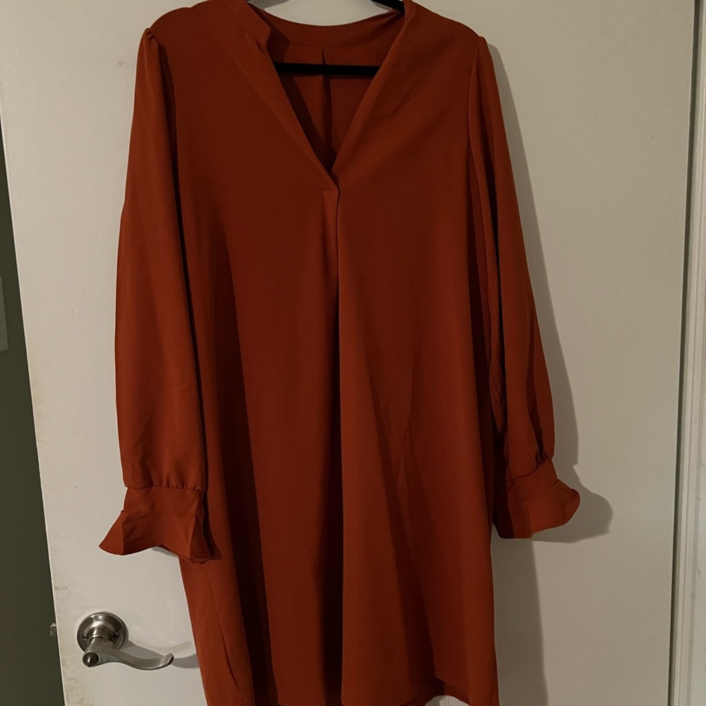 Rust Orange Long Sleeve Dress